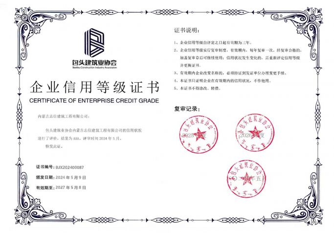 企业信用等级证书